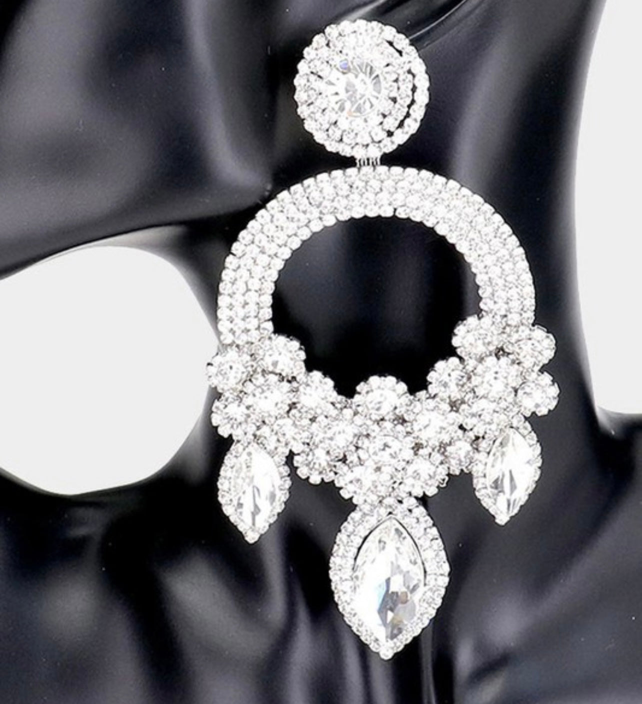 Marquise Triple Flower Chandelier Earrings