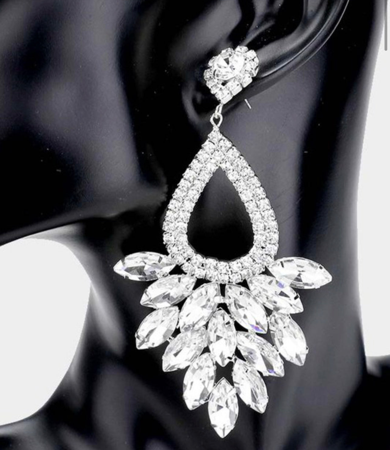 Marquise Cluster Evening Dangle Earrings