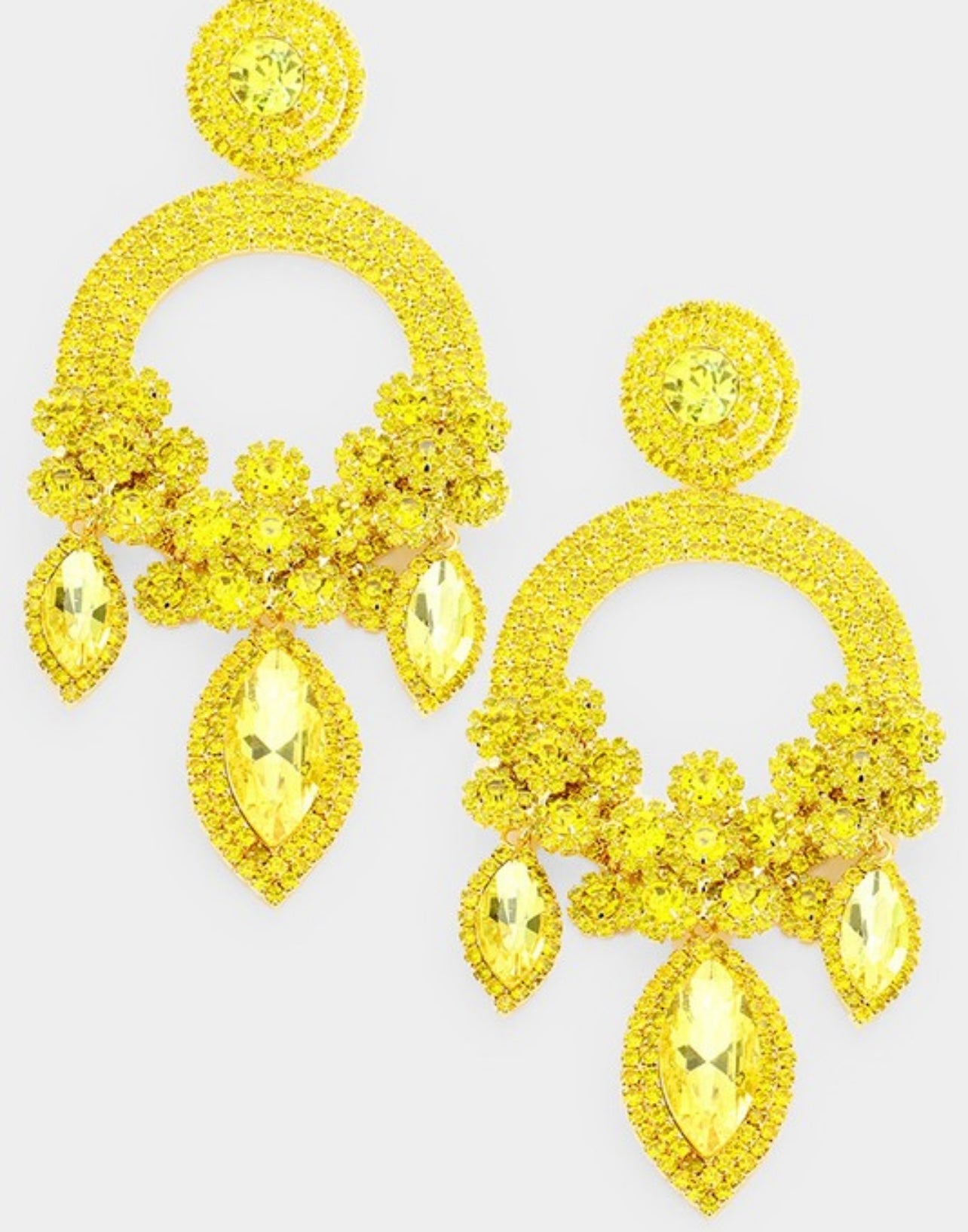 Marquise Triple Flower Chandelier Earrings