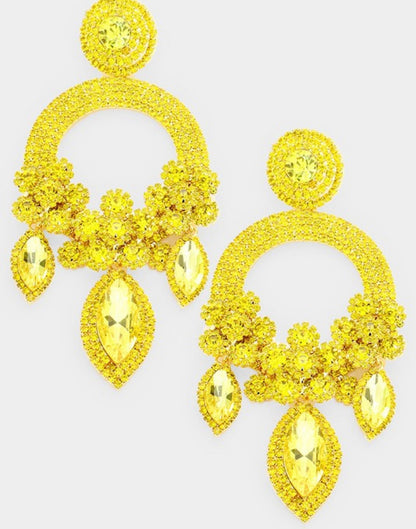 Marquise Triple Flower Chandelier Earrings