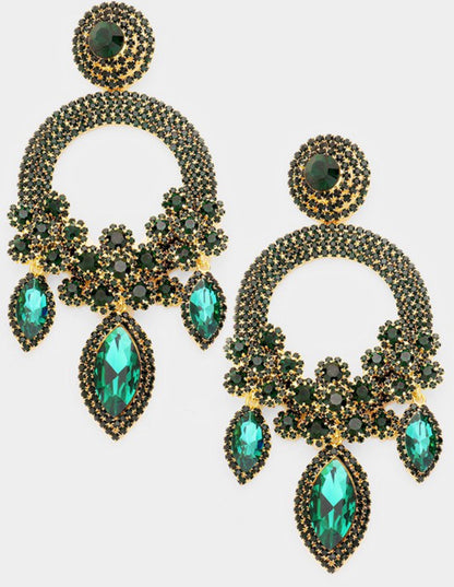 Marquise Triple Flower Chandelier Earrings