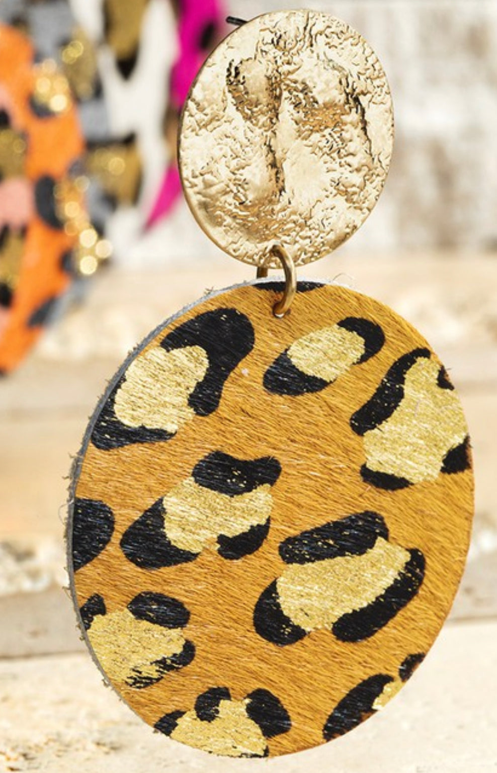 Genuine Leather Leopard Print Dangle Drop Earrings