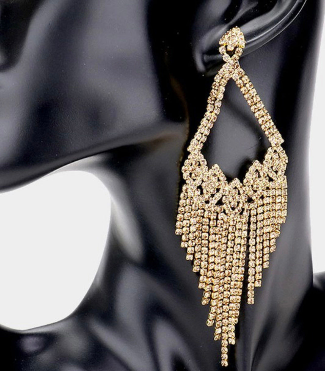 Rhinestone Fringe Evening Earrings