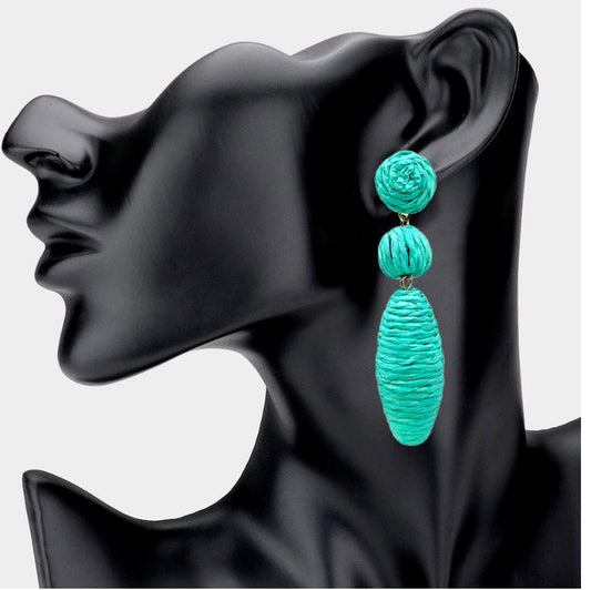 Emerald Sea Rafia Earrings